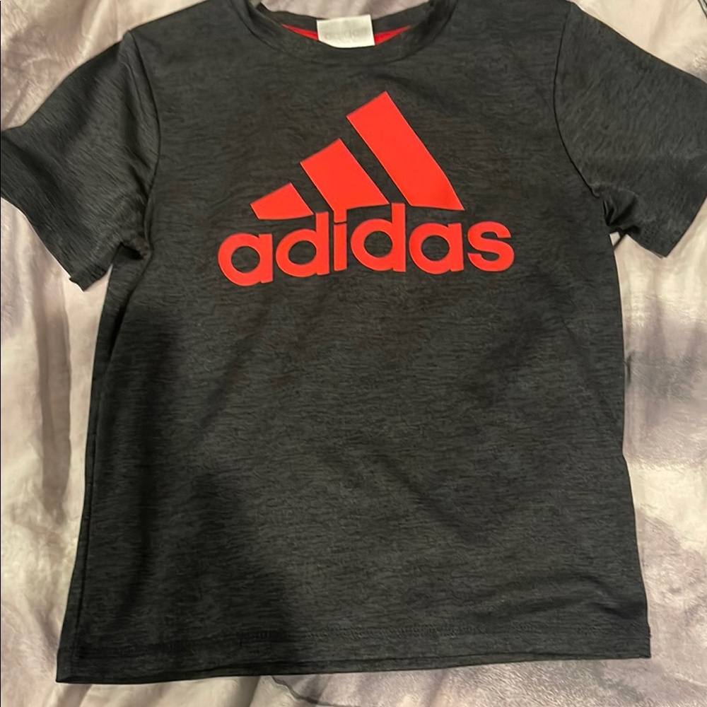 Adidas Kids' Dark Gray and Bright Red Tee